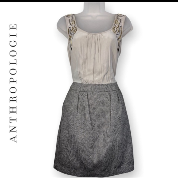 Anthropologie Tabitha Ivory Tweed Beaded HARBINGERS OF FALL Size 6 - Picture 1 of 4